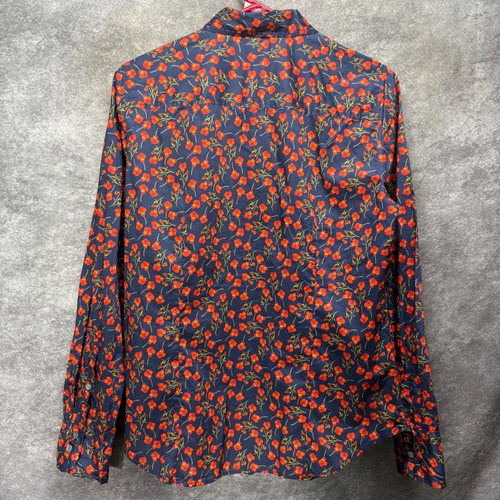 J.Crew Liberty Art Fabric Button Down Shirt Size 10 Floral Navy Peter Pan Collar - Picture 3 of 12